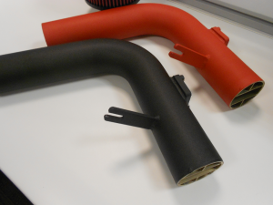 Completed Mishimoto intake pipes with wrinkle finish