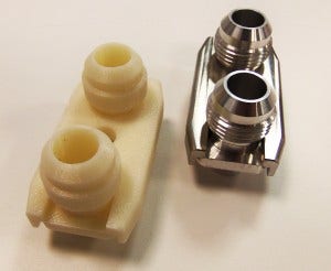 Oil line adapter prototypes 