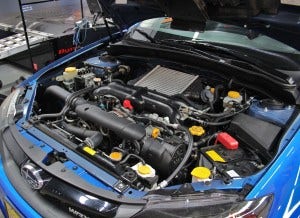 2011 WRX test-fit vehicle engine bay 