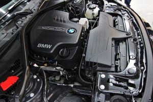 Stock BMW F30 engine bay 