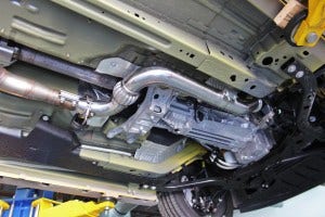 Mishimoto 2015 Mustang EcoBoost downpipe installed 