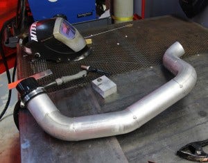 Prototype Ford Fiesta ST intake piping tacked 