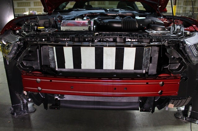 Mustang oil cooler prototype mounted on the GT 
