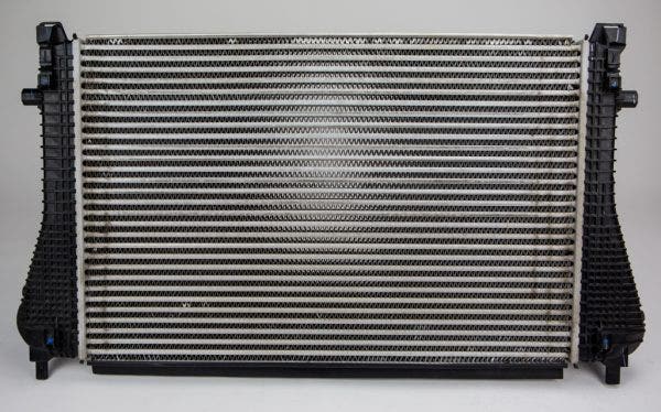 The factory intercooler has a large surface area, which in terms of an intercooler is beneficial for heat dissipation. 